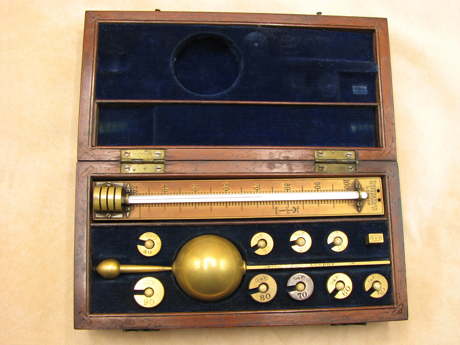 Early 19th century Sikes Hydrometer set by Dring & Fage, Tooley Street